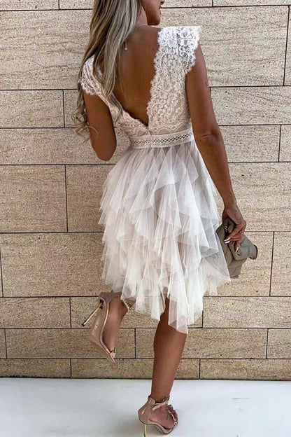 Clara Lace & Tulle Midi Dress
