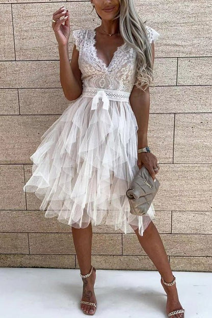 Clara Lace & Tulle Midi Dress