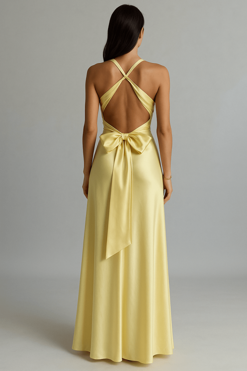 Satin Halter Maxi Gown