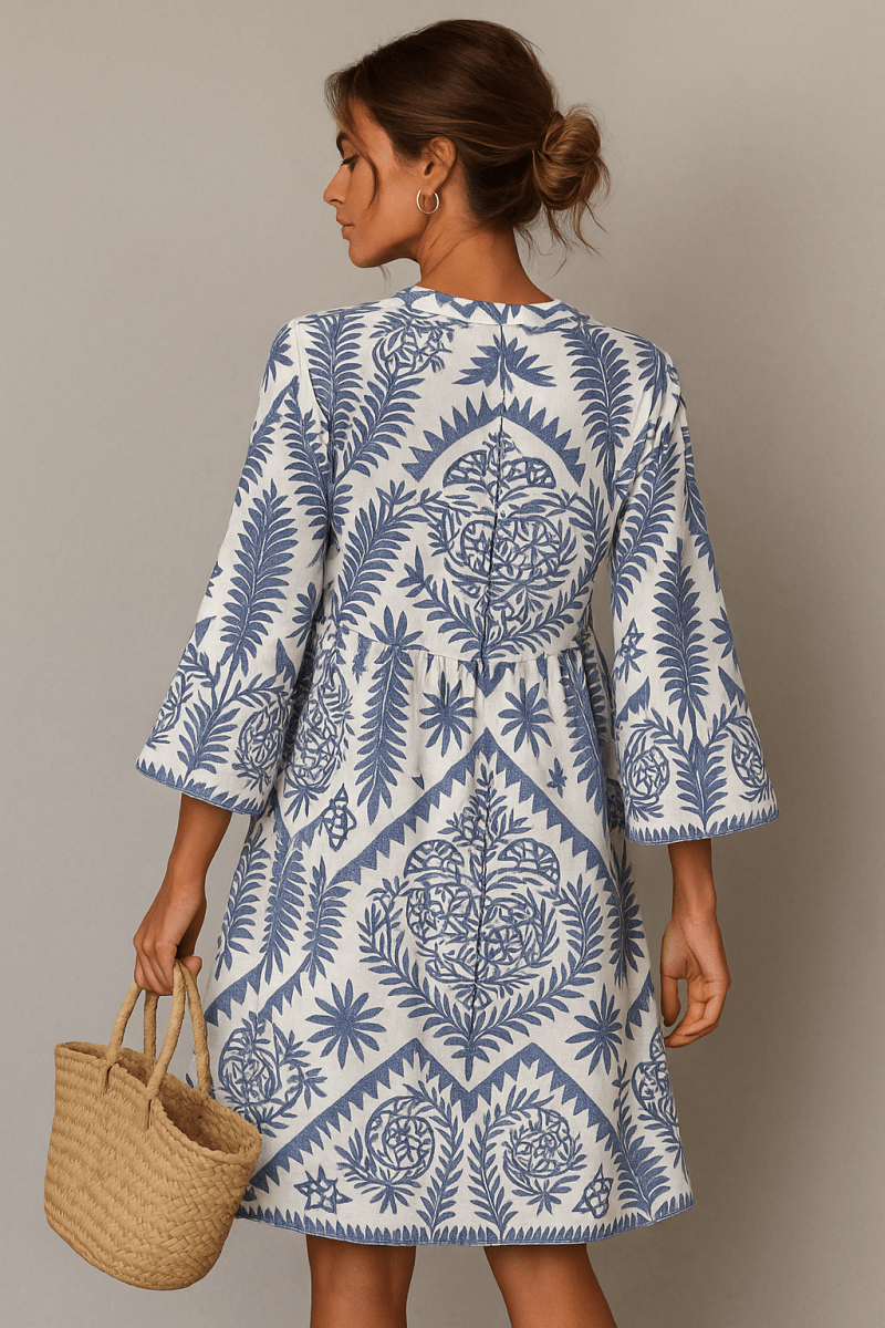 V-Neck Boho Midi Dress