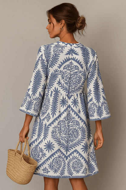 V-Neck Boho Midi Dress