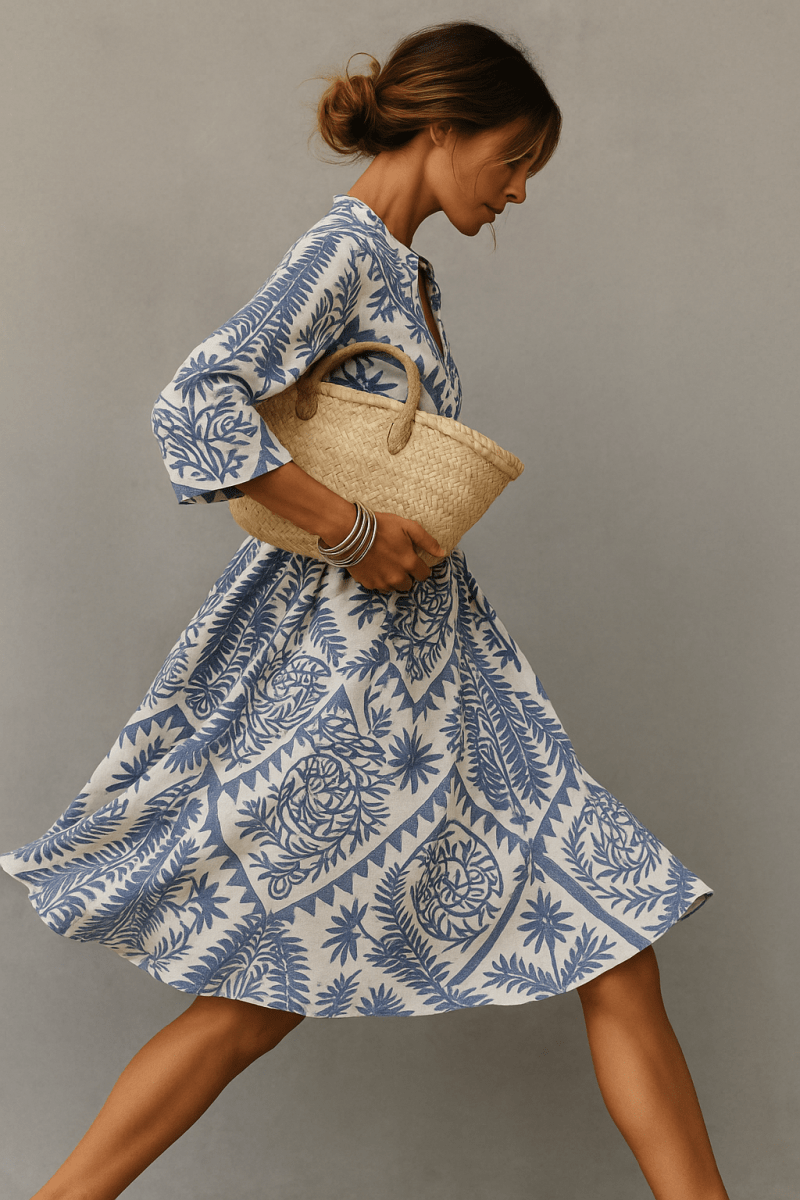 V-Neck Boho Midi Dress