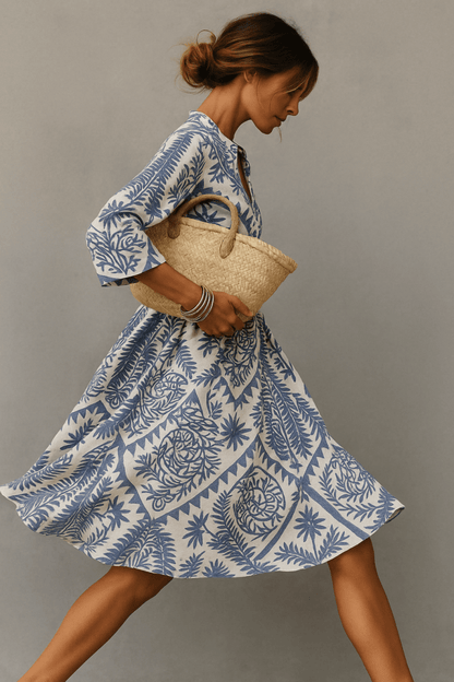 V-Neck Boho Midi Dress
