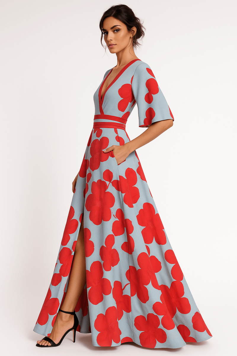 Floral V-Neck Maxi Dress