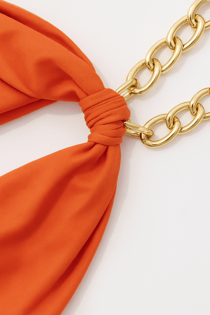 Halter Maxi Dress with Metal Chain Neck