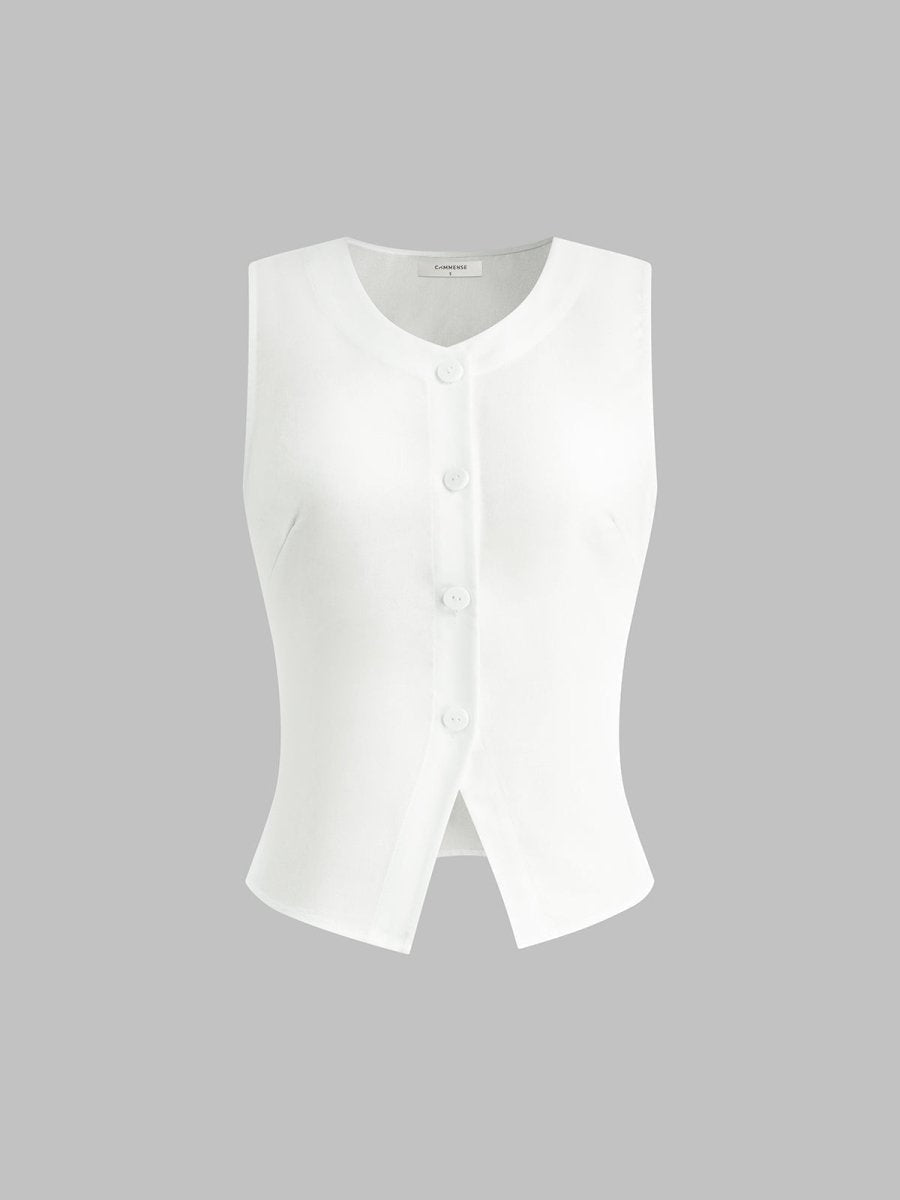 Linen Blends Button Up Tank Top