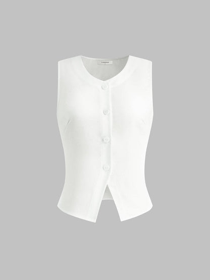 Linen Blends Button Up Tank Top