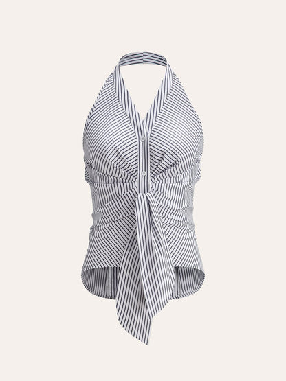 Striped Halter Tie Top
