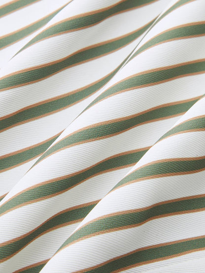Striped Metal Round-Neck Shirt With Belt