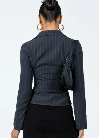 ✦ Elise Flared Pinstripe Blouse