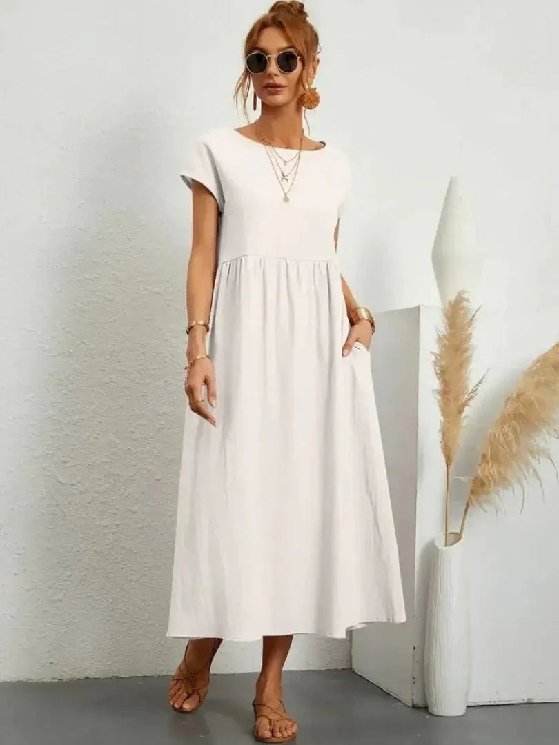 Relaxed Midi Dress with Pockets