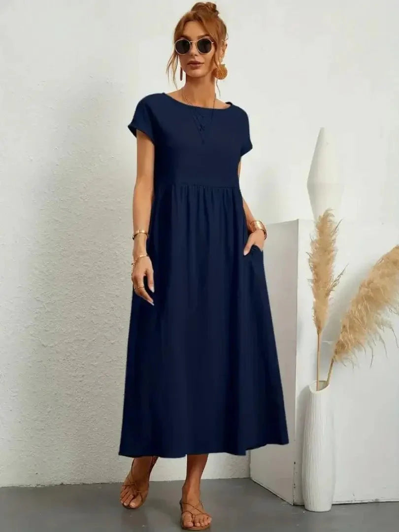 Relaxed Midi Dress with Pockets