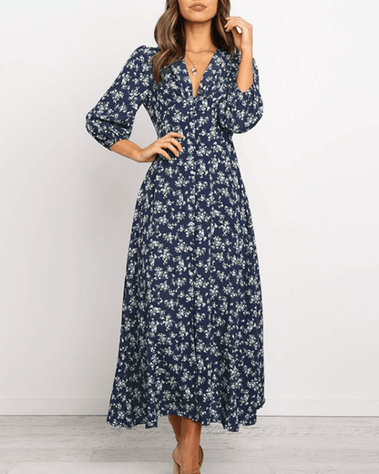 V-neck Floral Dress