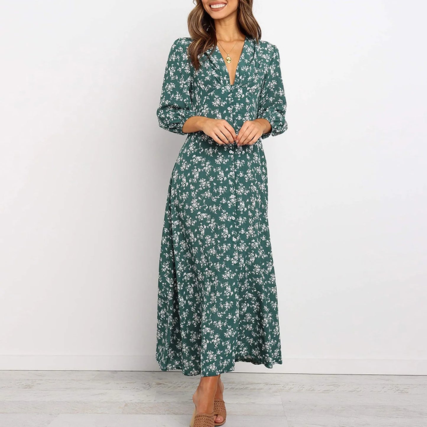 V-neck Floral Dress