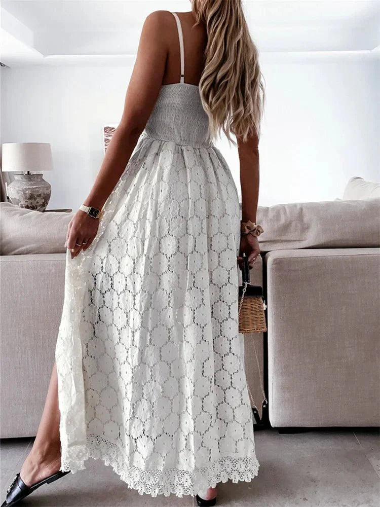 Isla Lace Overlay Romper Dress