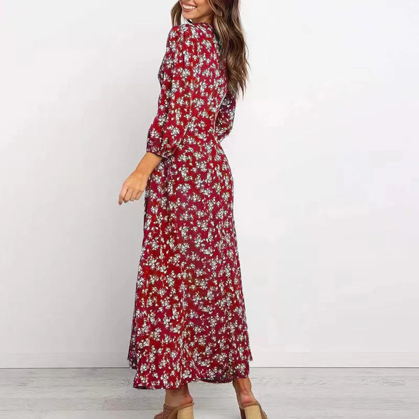 V-neck Floral Dress