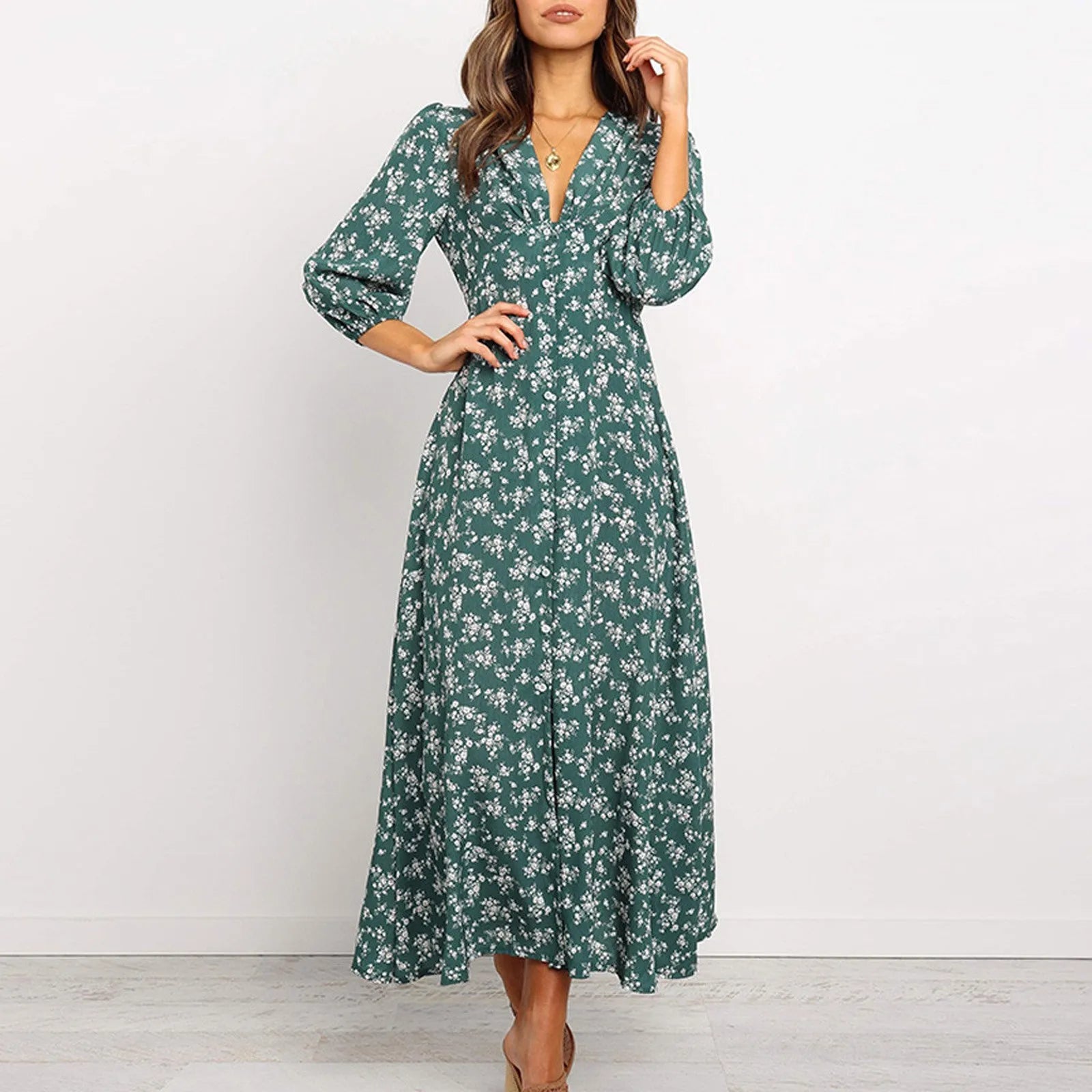 V-neck Floral Dress