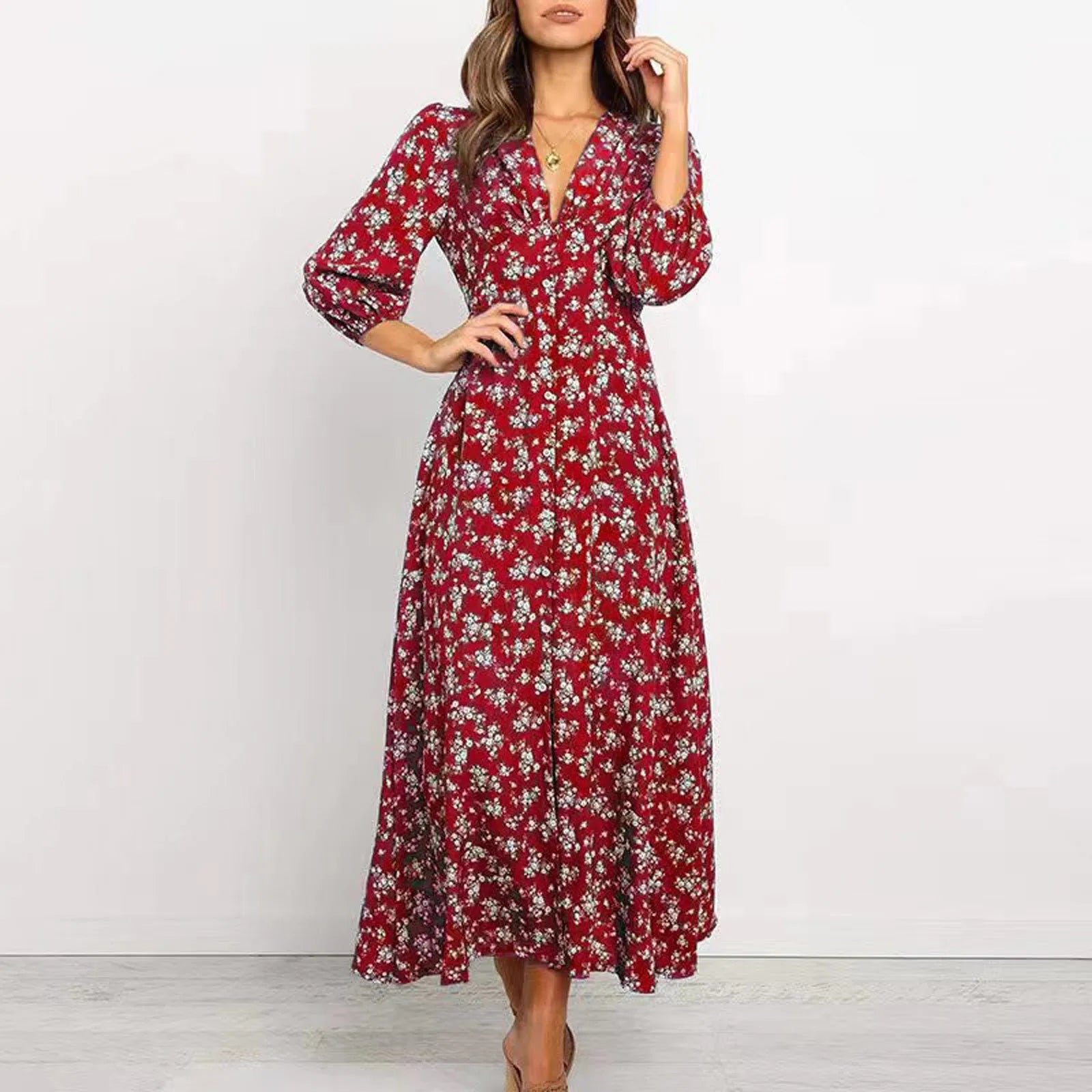 V-neck Floral Dress