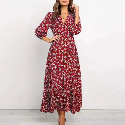 V-neck Floral Dress