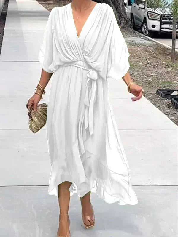 Gretchen - Tie Waist V-Neck Dress