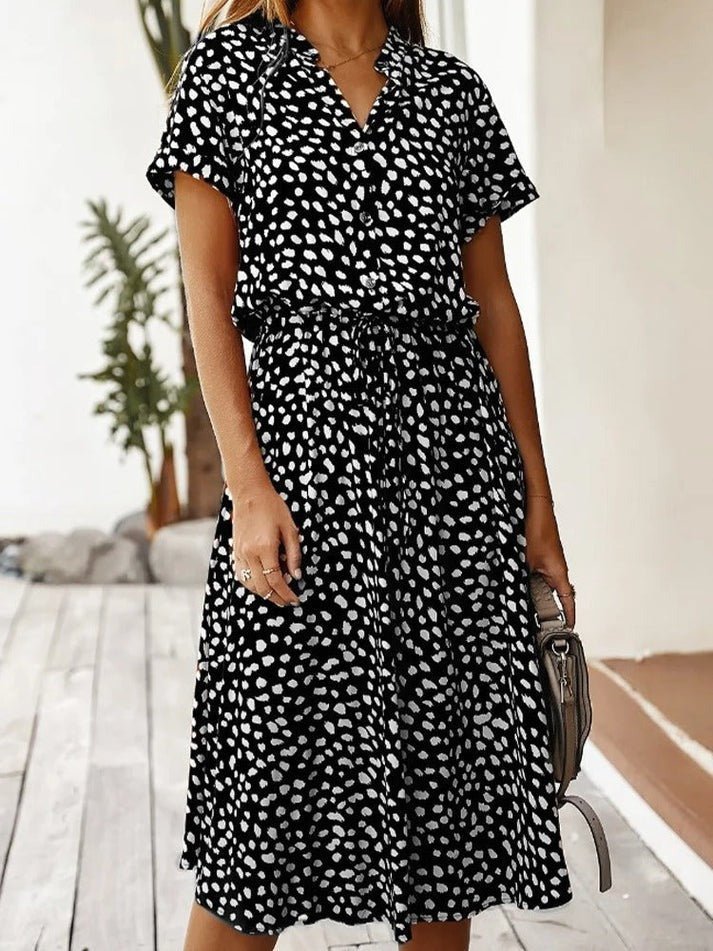 Amber - Printed V-Neck Dress