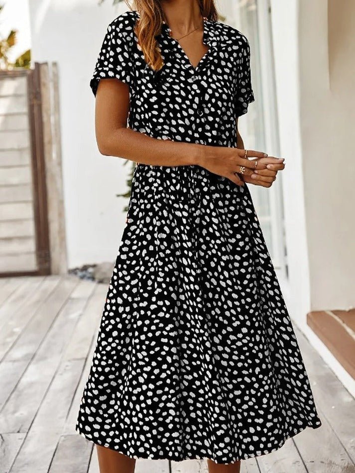 Amber - Printed V-Neck Dress